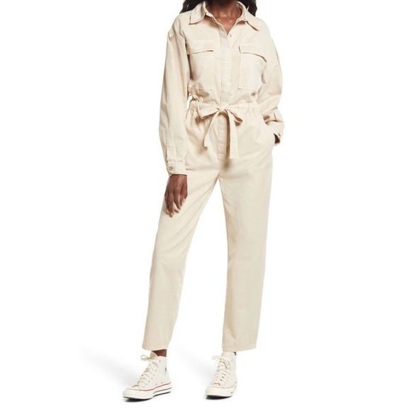 GOOD AMERICAN Beige Cinched Utilitarian Jumpsuit - Picture 2 of 6